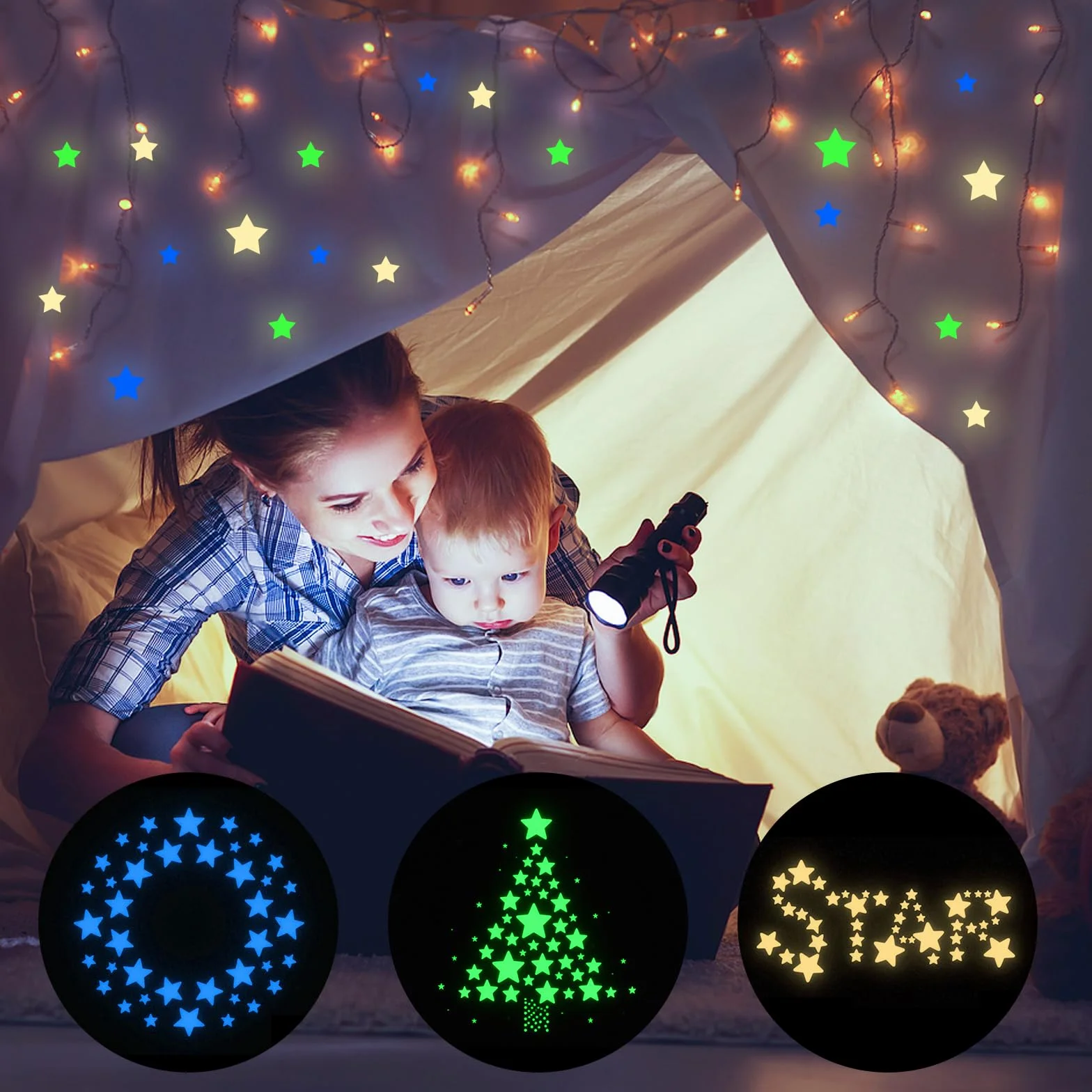 Etoile fluorescente 740 Stickers muraux enfants phosphorescentes auto-adhésives plafond décoration chambre
