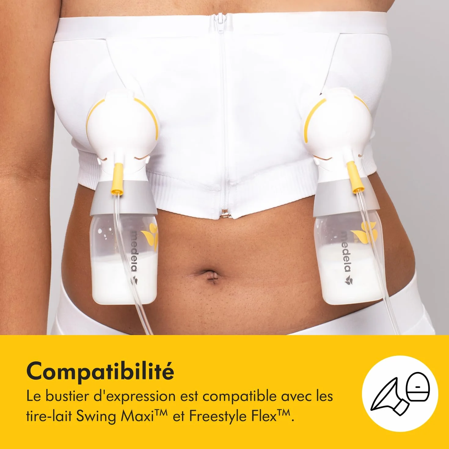 Medela soutien-gorge d'extraction Easy Expression mains libres avec matériau adaptatif stretch