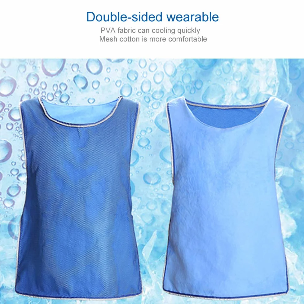 Gilet Rafraîchissant 40x60 cm Bleu Résistant à la Chaleur Sportif Pêche Cyclisme