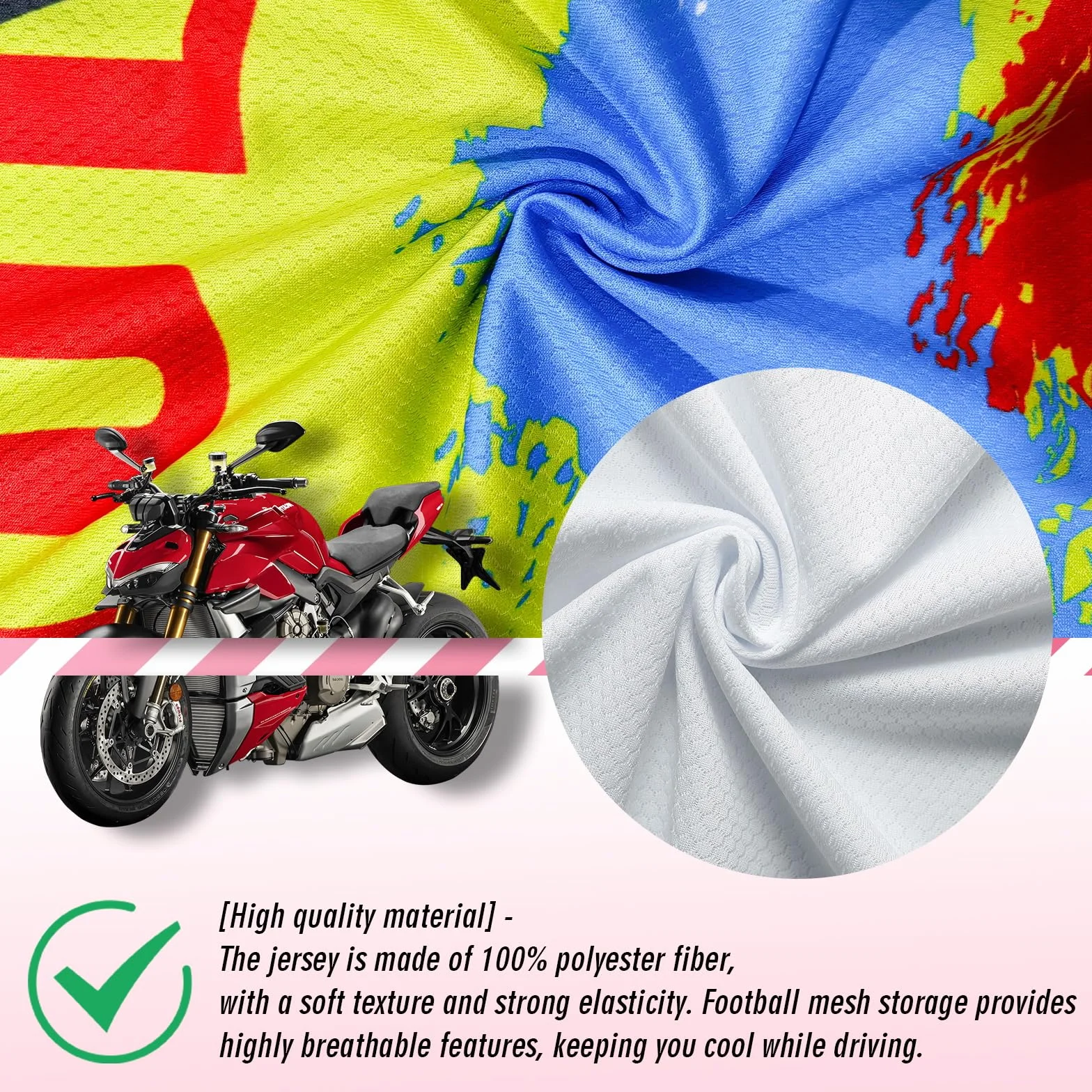 Maillot De Cyclisme Femme Manches Courtes VTT 100% Polyester Séchage Rapide Respirant