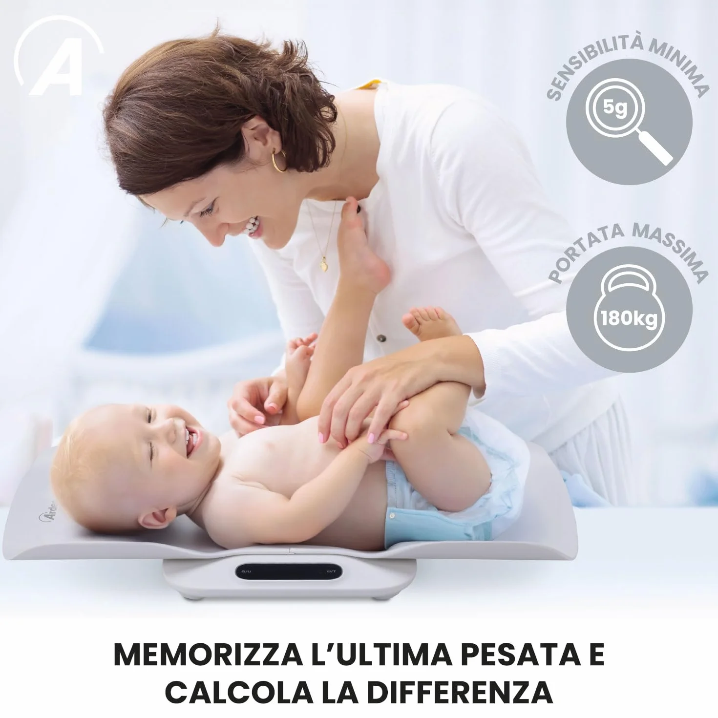 Ardes AR2P223AB Balance Bébé Escalier Multifonctionnel avec Plateau Amovible, Balance Numérique pour Enfants Animaux et Adultes