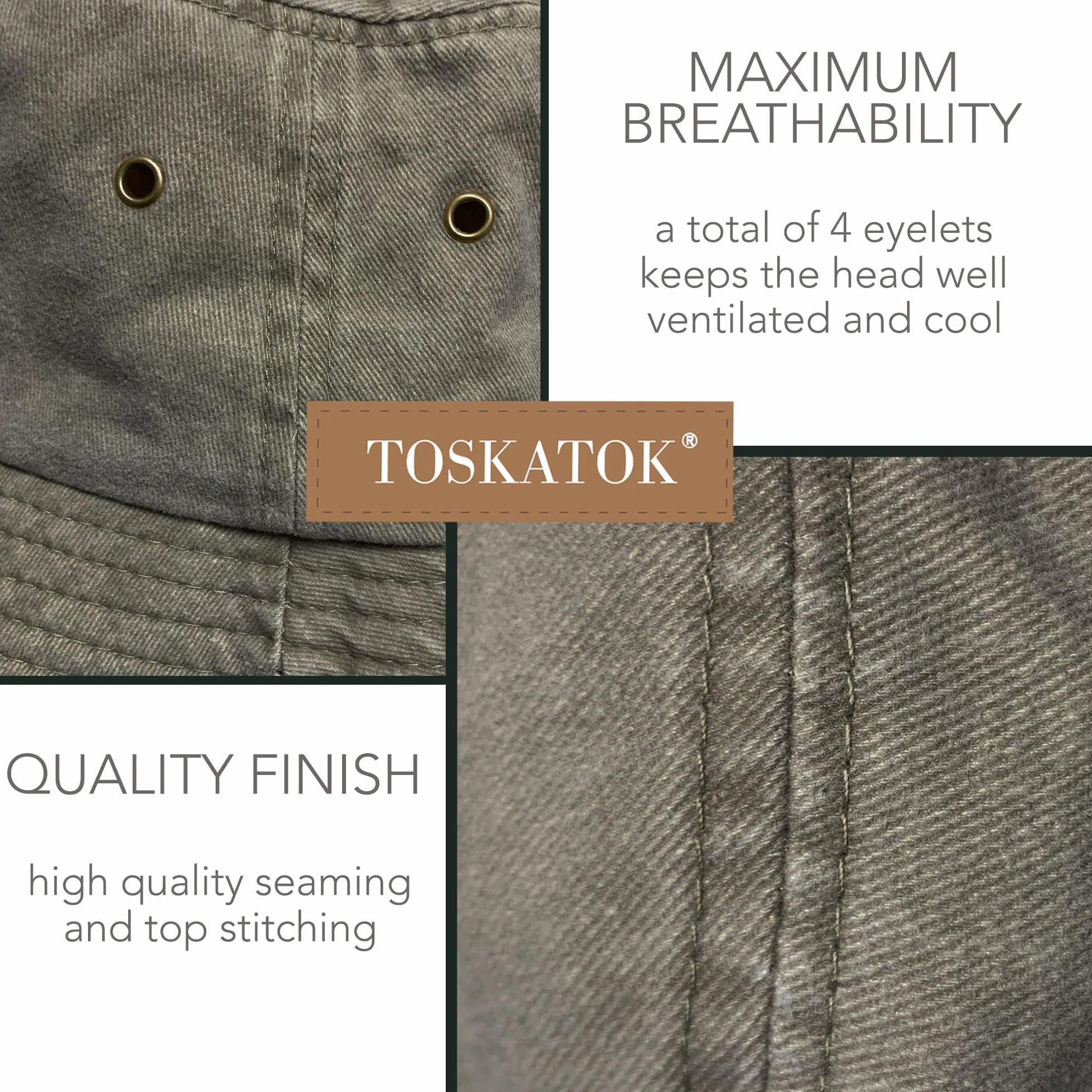 TOSKATOK Chapeau de pêcheur en Pur Coton délavé Protection Solaire UV Respirant