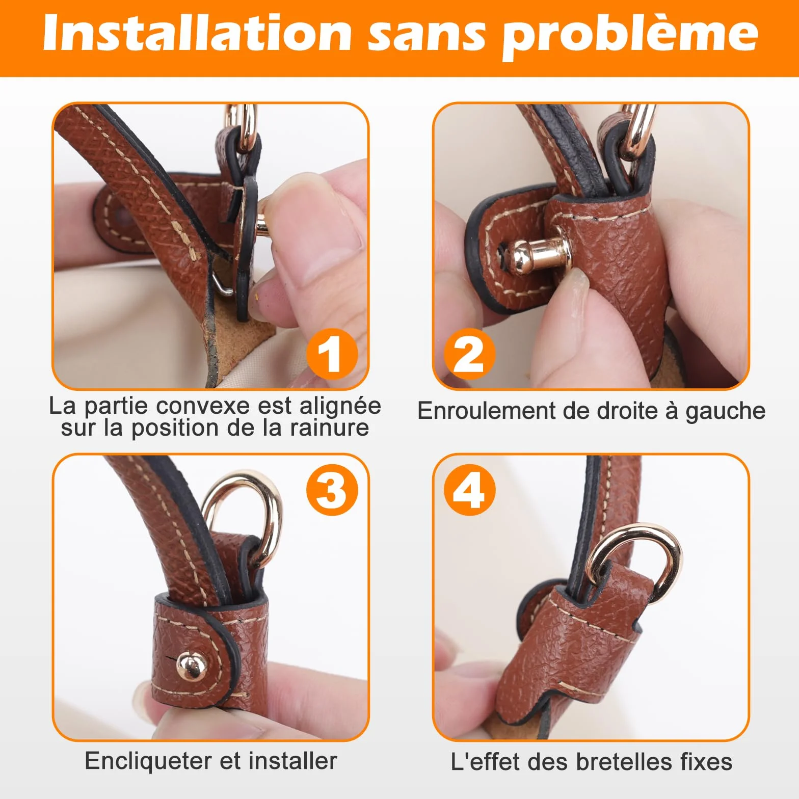 GADITIEK Organisateur pour Sac Longchamp, Lanière en Cuir et Feutre, Anse de Sac