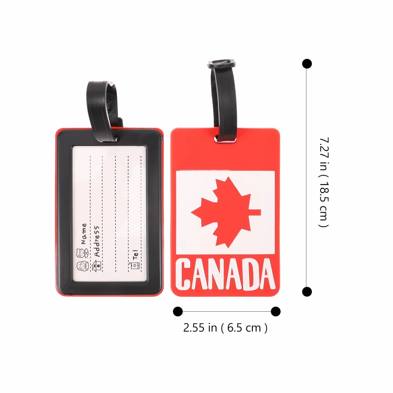 Lot de 2 étiquettes de bagage drapeau du Canada Feuille d'érable Bannière nationale valise voyage identité