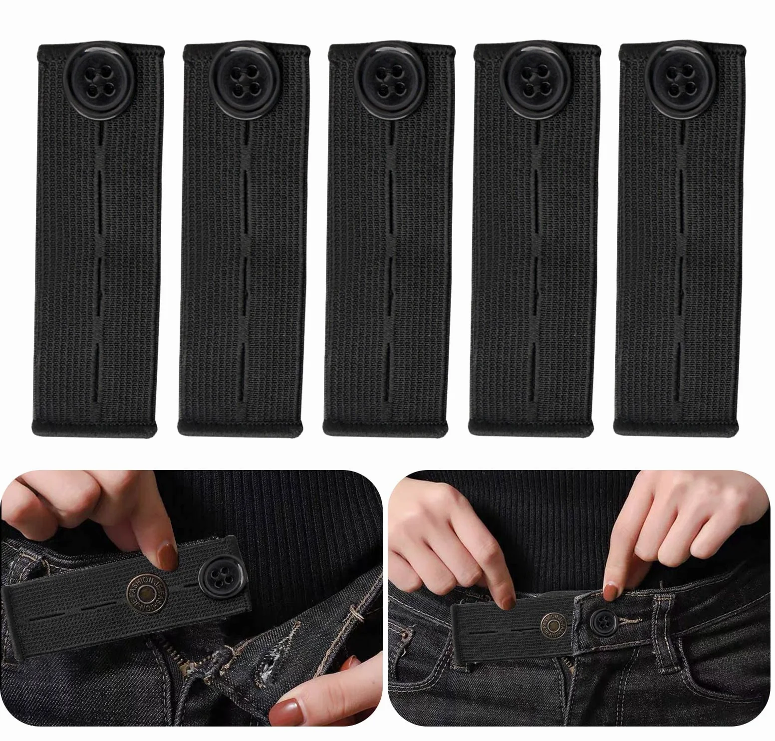 Lot de 5 extenseurs de taille réglables élastiques pour pantalons jeans grossesse