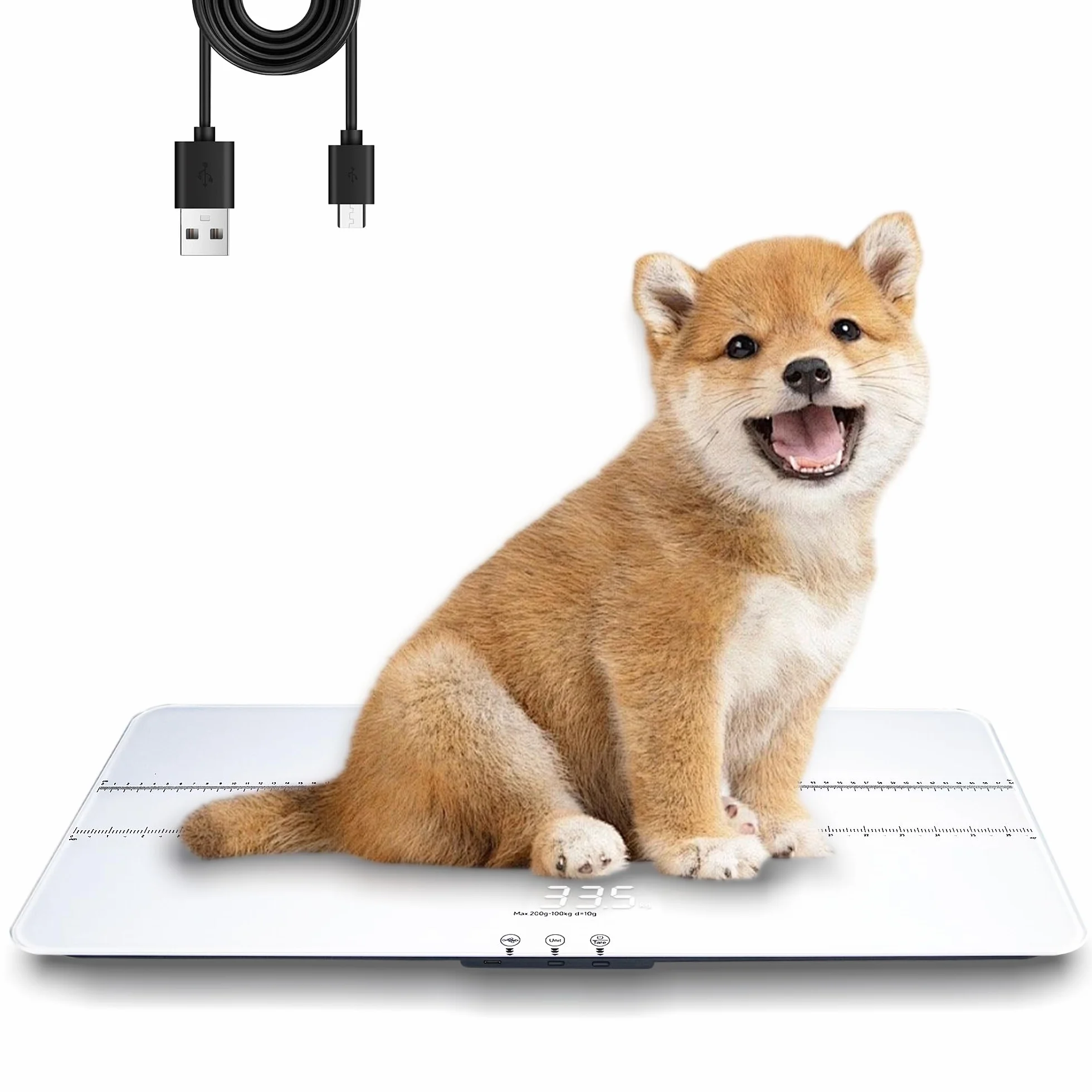 Balance numérique haute précision 100 kg x 10 g UNIWEIGH pour chien chat verre trempé USB