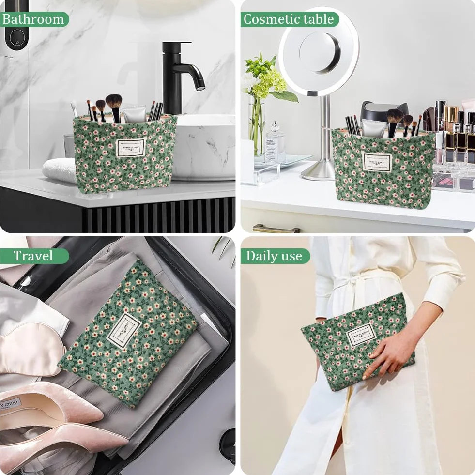 Aucuu Trousse de Toilette Voyage en Toile, Sac Organiseur Cosmétique Femme