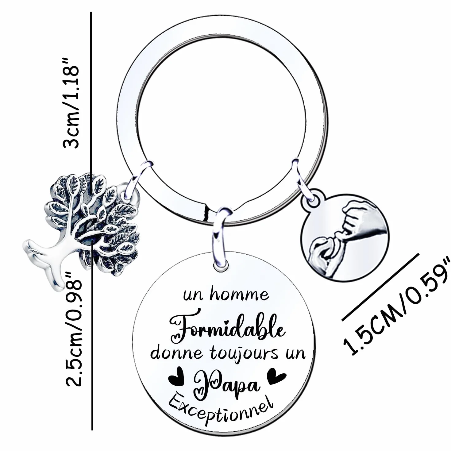 Porte-clés papa personnalisé - Cadeau fête des pères anniversaire Noël naissance