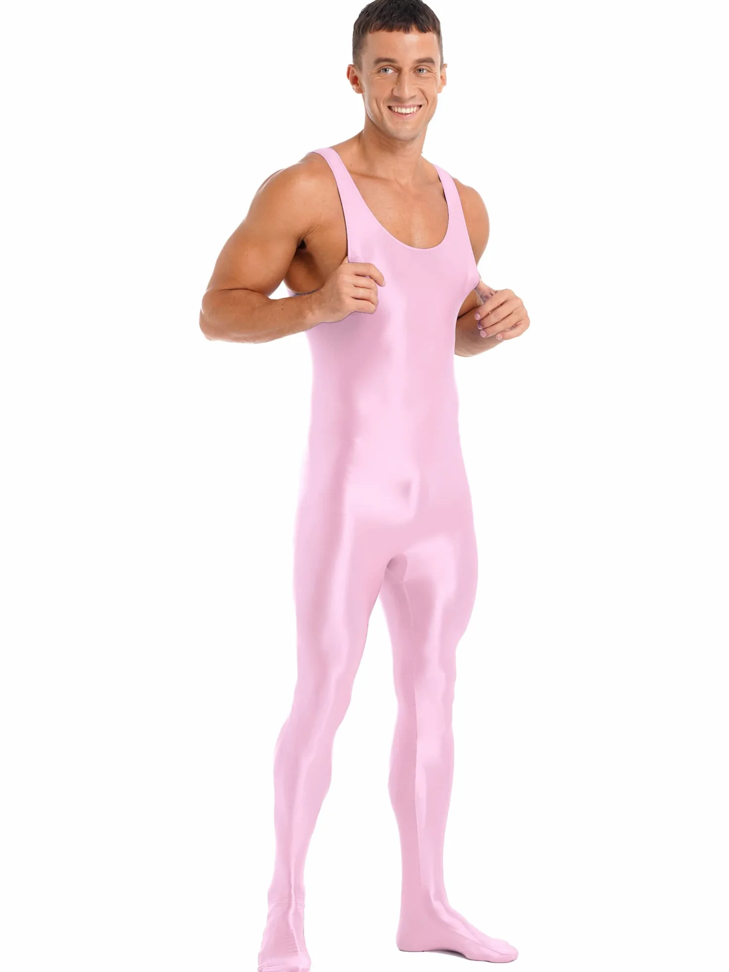 Alvivi Homme Justaucorps de Danse Sport Gymnastique Body sans Manches Leggings