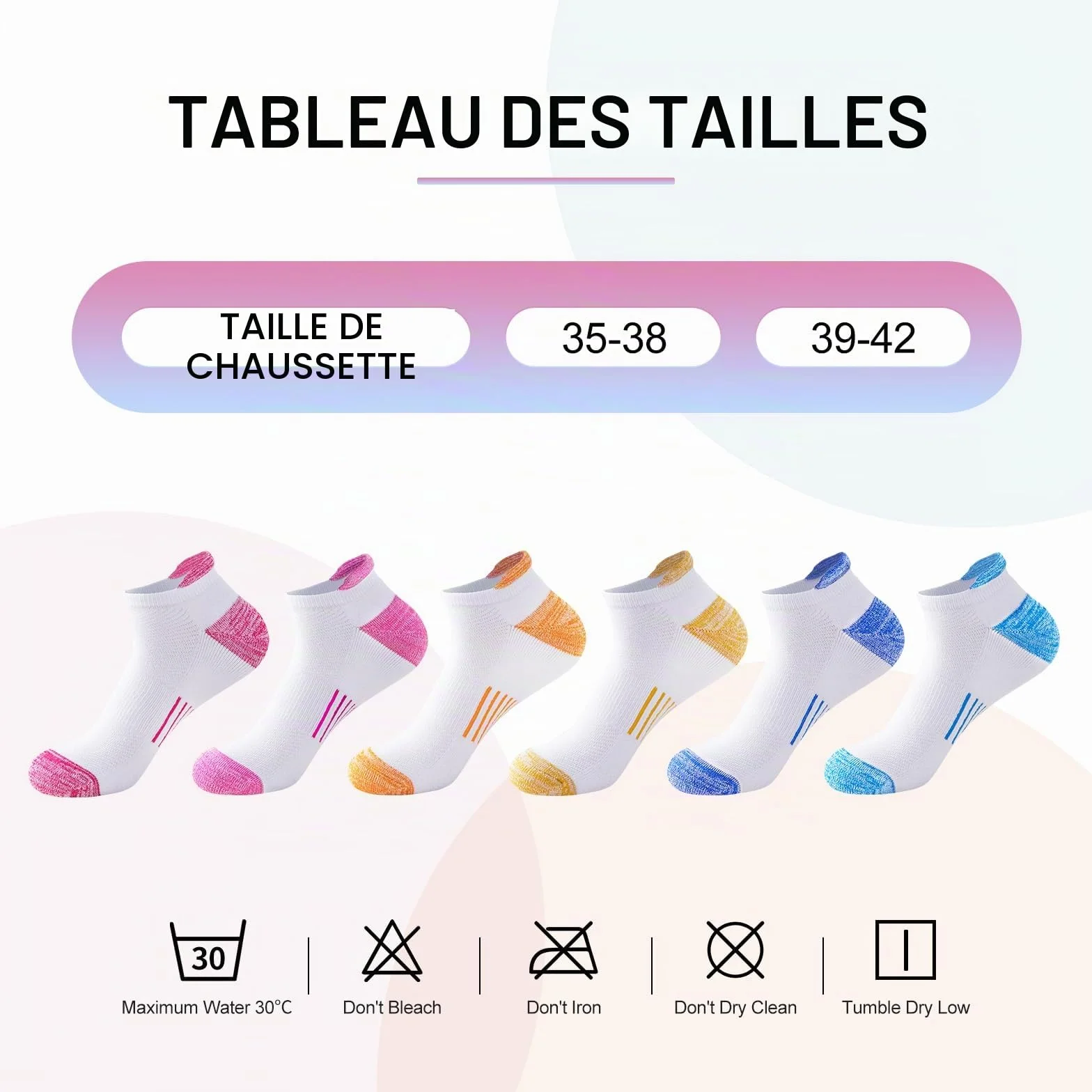 Chaussettes Femme Sport Coton Respirantes Courtes Anti-ampoules Course Rembourrées 6 Paires