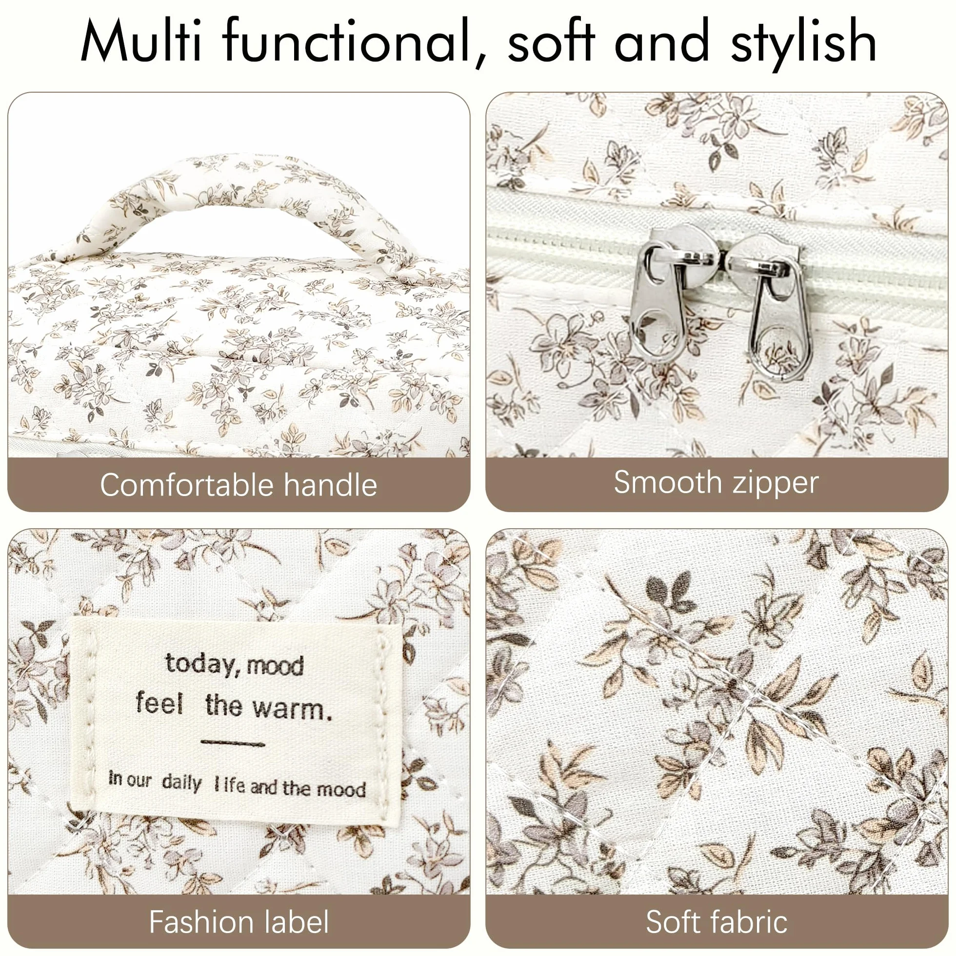 Lot de 3 Trousse Maquillage Femme, Ensemble Trousse de Toilette avec Motif Floral, Sac Organiseur Cosmétique Voyage