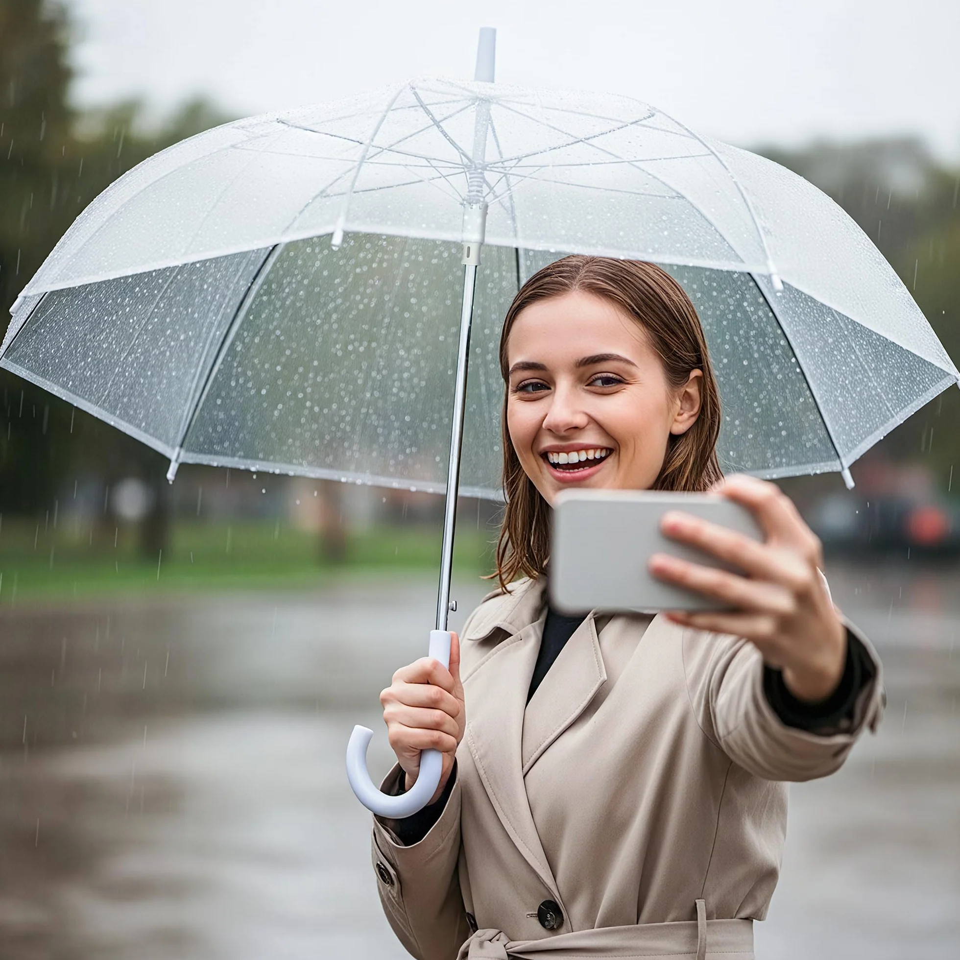 Parapluie transparent automatique 100 cm lot de 6 pour une personne