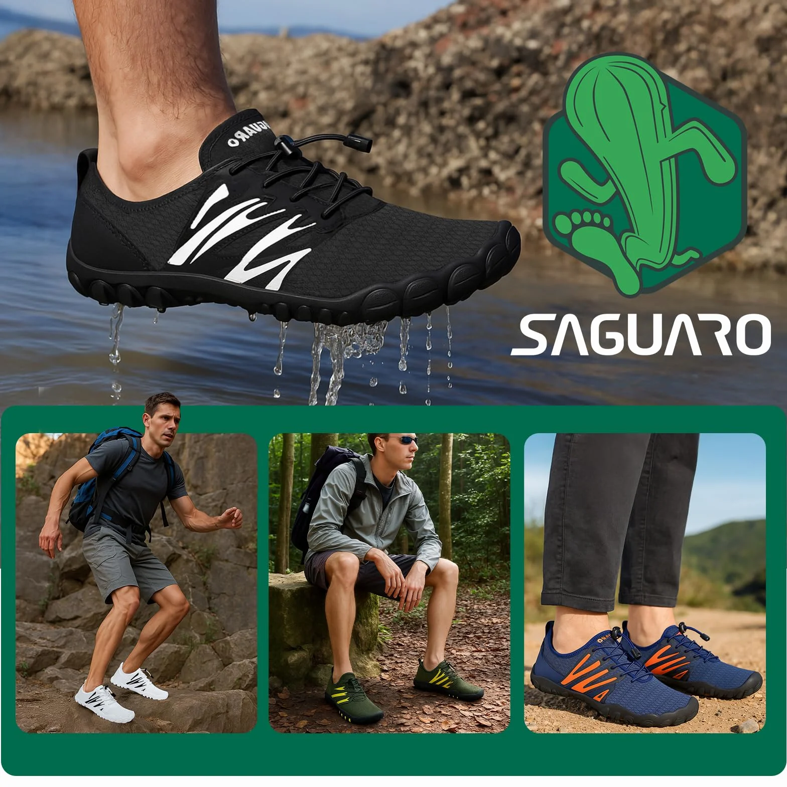 SAGUARO Chaussures Barefoot Homme Chaussures d'eau Séchage Rapide Respirantes Antidérapant GR.39-48
