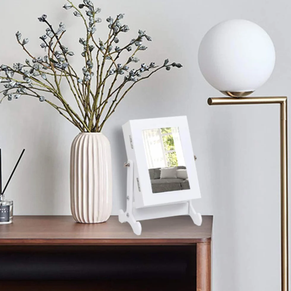 Alightup Armoire à Bijoux avec Miroir, Organisateur sur Pieds Verrouillable Blanc